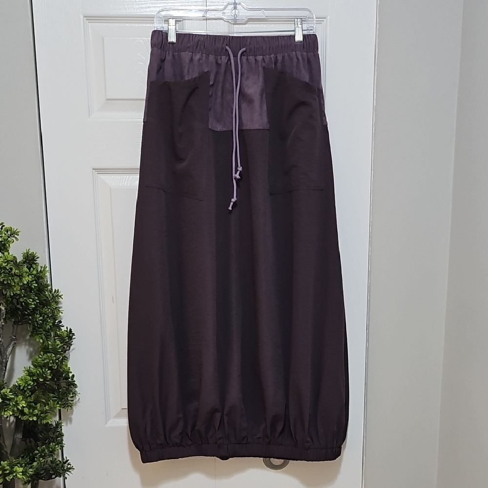 Purple Maxi Skirt with Tie Front